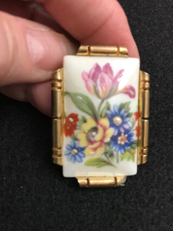 Antique Limoges Hand Painted Porcelain Brooch/Pin - image 1