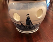 Vtg 5 Delft Blue White Handpainted With Removable Metal Frog