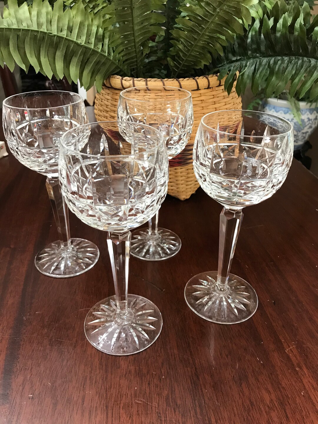 Set of 4 Vtg Waterford Kylemore Hock Irish Crystal Stems Etsy