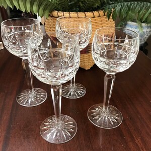 Set of 4 Vtg Waterford Kylemore Hock Irish Crystal Stems