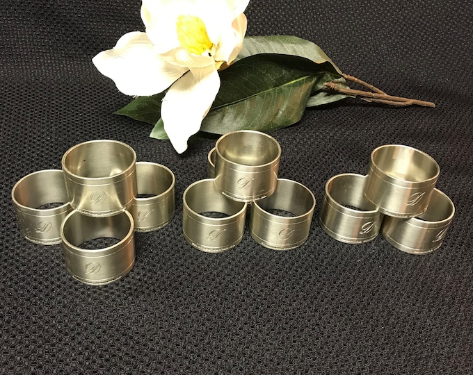 Set of 12 Vtg Selangor Pewter Napkin Rings W/D Engraved on Each. Etsy