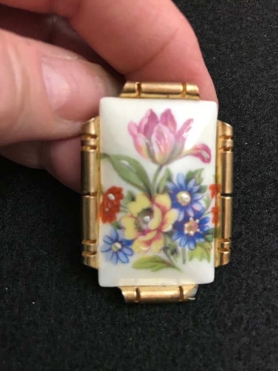 Antique Limoges Hand Painted Porcelain Brooch/Pin - image 2