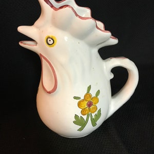 Vtg 1986 White Shafford Chambery Hand Painted Chicken Pitcher