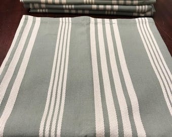 Set of 10 Quality Cotton Napkins Sage & Cream Stripe New