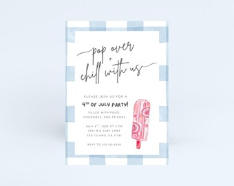 4th of July Invitation Template | July 4th Popsicle Party Invite| Printable Fourth of July Invite | Independence Day Printable Invite