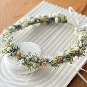 Hair wreath "Bella" / sustainable / cream / light blue / wedding / communion / dried flowers