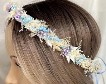 Hair wreath "Juna"/ BESTSELLER / Bracelet | cream-rose-blue / wedding / communion