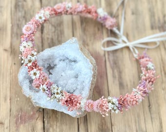 Haarkranz "Romy"  / blumenkranz / Braut / rosa Creme weiß / Hochzeit / Kommunion / Trockenblumen / Boho / Vintage