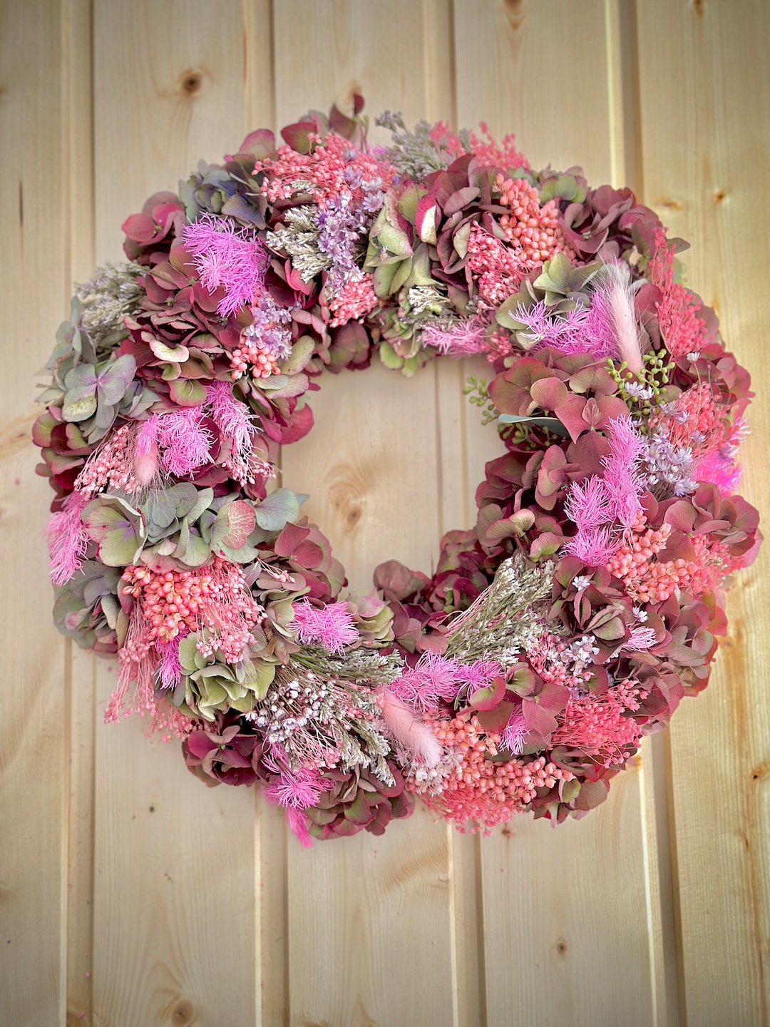 Dry Flower Wreath / Table Wreath / Door Wreath / Pink Pink / Etsy