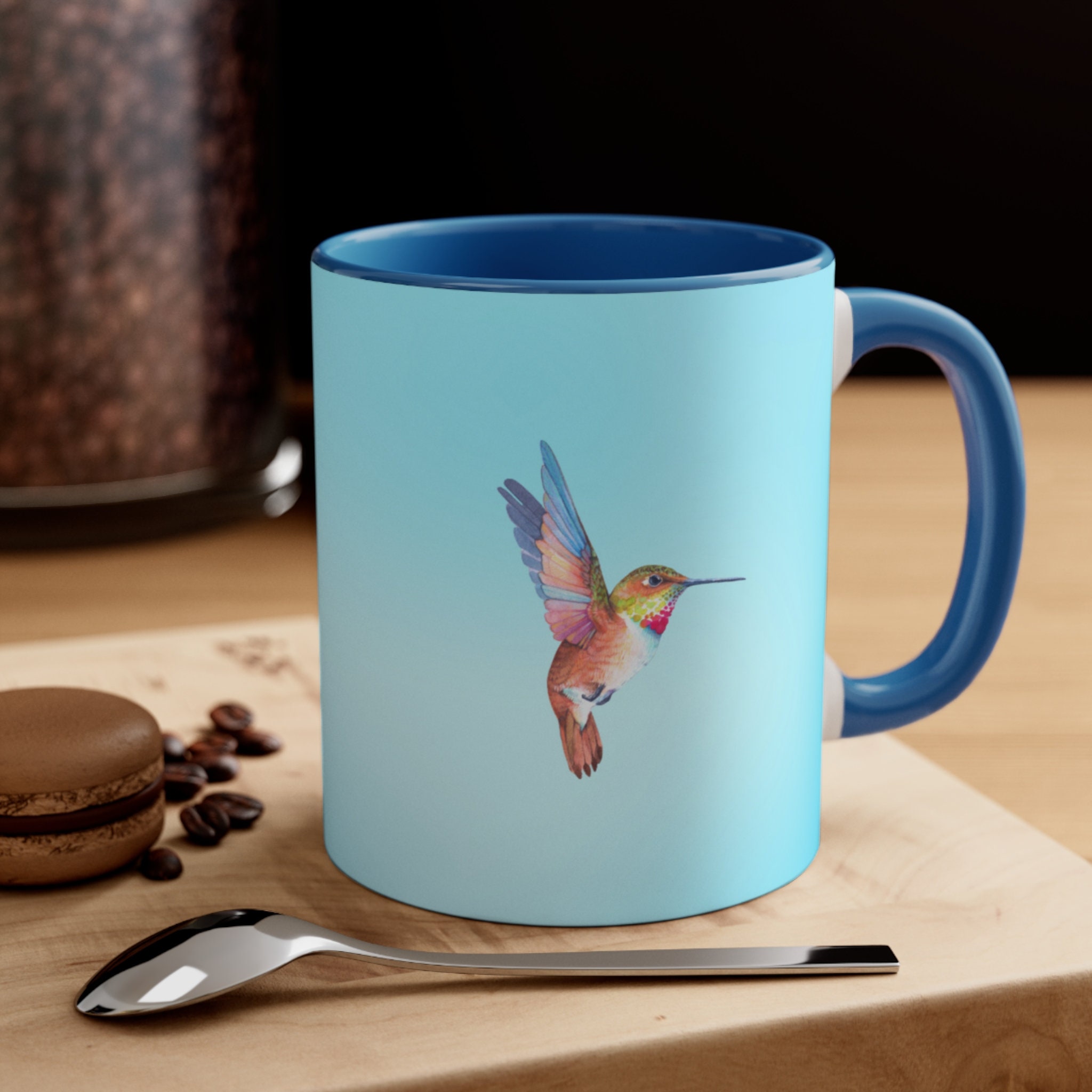 Hummingbird & Hibiscus Glass Mug Nature Beauty Inspired Hand 