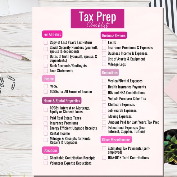 Tax Form Checklist 2023 - Printable Forms Free Online