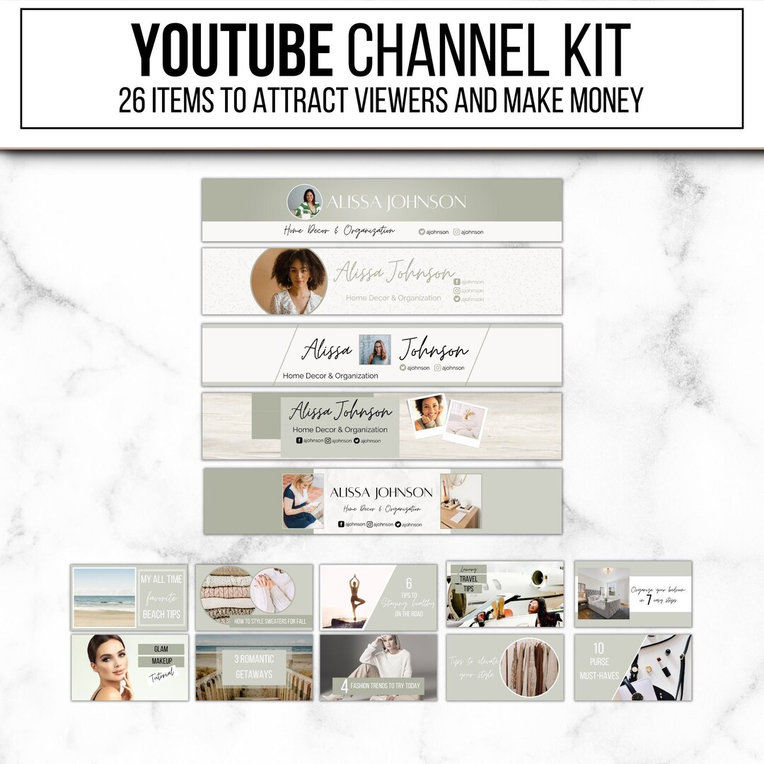 Youtube Channel Kit All in One Personalized Banner, Intro, Outro