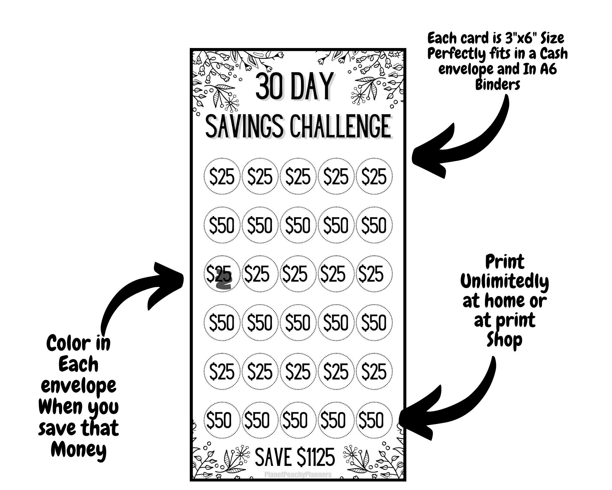 Monthly Savings Challenge Printable | 30 Day Money Challenge Bundle ...