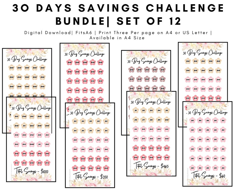 30 Day Savings Challenge Printable Money Challenge Bundle - Etsy