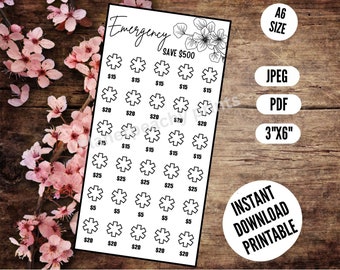Emergency Savings challenge Printable A6 House Dollar 500 Challenge Saving binder Challenge Budgeting emergency fund  challenge printable