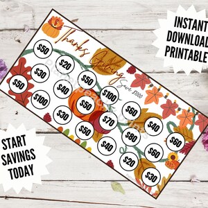 Thanksgiving Savings Challenge Printable 1K Saving Binder A6 Mini ...