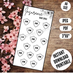 Mini Savings challenge Printable A6 Insurance Dollar 150  Challenge Saving binder A6 Mini Insurance Budgeting house challenge printable