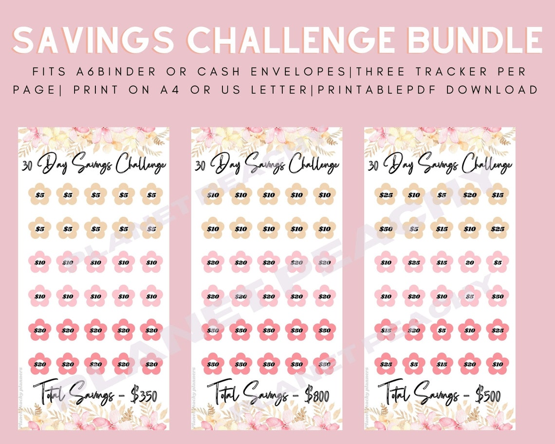 30 Day Savings Challenge Printable Money Challenge Bundle - Etsy