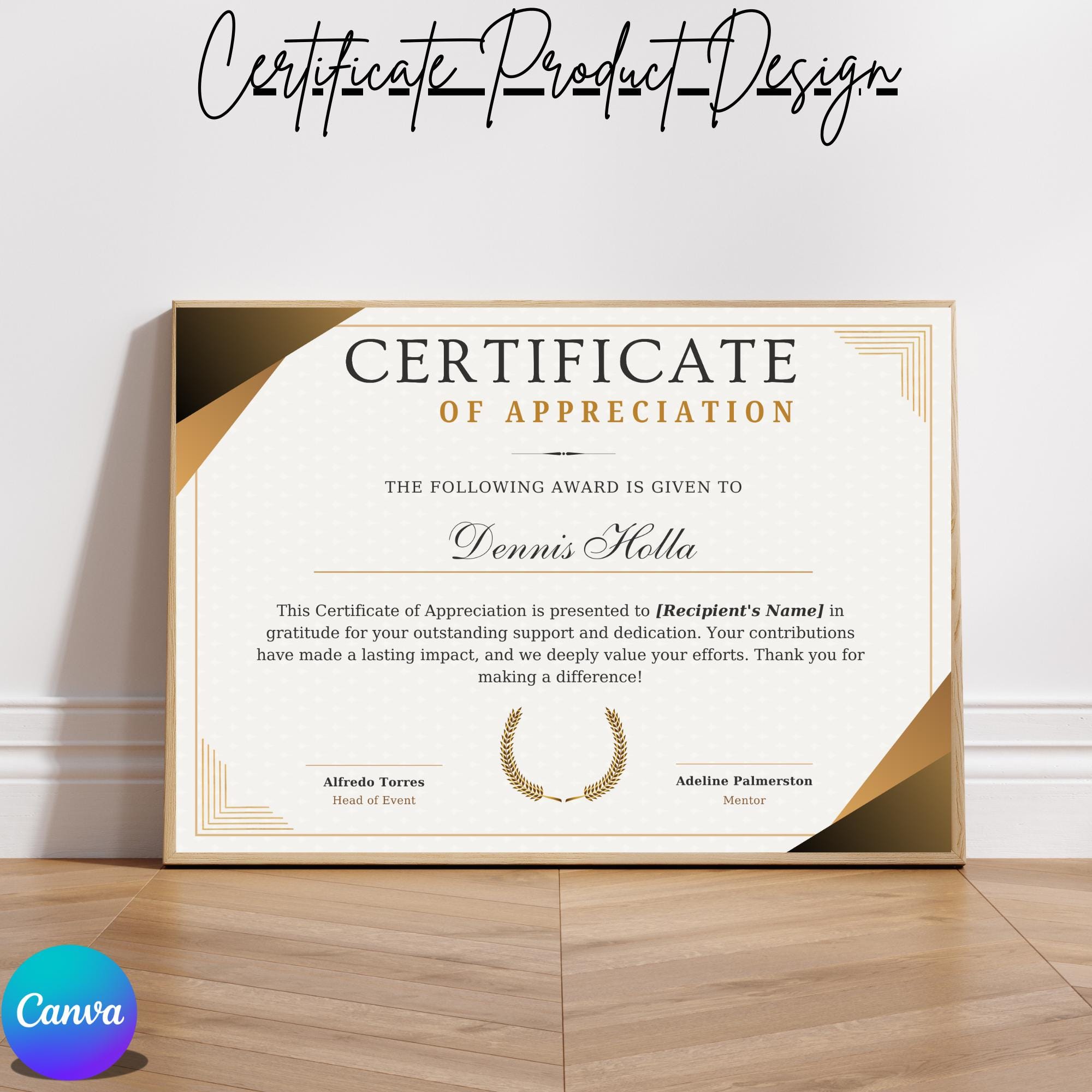 Appreciation Award | Certificate Canva | Editable Template | Custom ...
