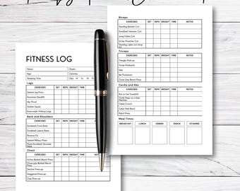 Journal du planificateur de remise en forme | Journal d'entraînement | Impression quotidienne de remise en forme | Journal d'exercices de suivi | Suivi de santé du livre | Journal de remise en forme PDF | Journal de poids