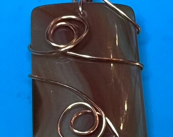 Carnelian Pendant Necklace, Wire Wrapped Carnelian Pendant in Copper, Orange Carnelian Gemstone, Healing gemstone Necklace Cord Included