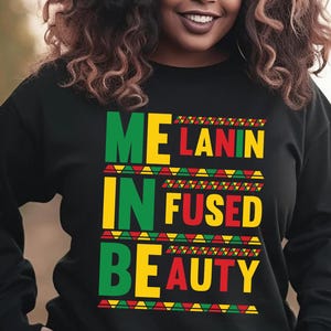 Arquivo de corte SVG de beleza com infusão de melanina | Mulher negra PNG | download instantâneo | uso comercial | Juneteenth | Garota afro | Garota negra empoderada