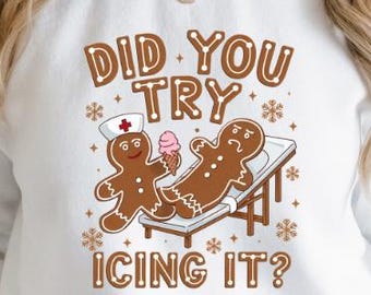 Funny Gingerbread Nurse PNG: Christmas Sublimation Design (Digital Download