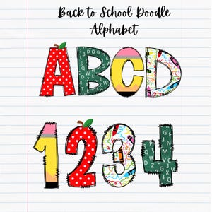 School Teacher Alphabet Png, Teacher Font Png, Alpha Doodle, School Clipart Png, School Font, Teacher doodle png, Digital Alphabet Bundle