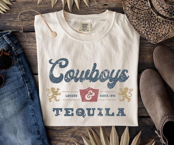 Cowboys and Tequila PNG: Western Shirt Design, Barbecue Party, Cricut & Silhouette