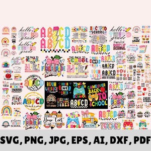 Retro Back To School Bundle, Kindergarten, First Day Of School, Coquette Pencil, Pre-k 1st/2nd/3rd Grade, School Bundle Png, Back To School