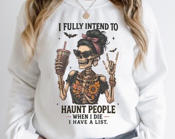 Sarcastic Halloween PNG: Witchy Skeleton Messy Bun Design (Digital Download