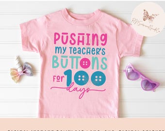 Camiseta 100 Dias de Aula SVG: Design de Botões de Professor (Download Digital)