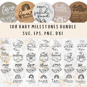 ACHETEZ 4 OBTENEZ 50 % DE RABAIS 108 Bundle de cartes svg étape importante - bébé étape importante svg - hello world svg - jalon mensuel bébé stats svg fichiers cricut