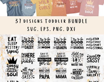 Funny Toddler Shirt SVG Bundle: 37 Designs for Cricut (Digital Download)