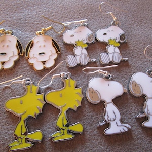 Snoopy / Woodstock enamel earrings