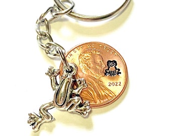 Frog Keychain - Lucky Penny - Frog Gift - Gardener Gift