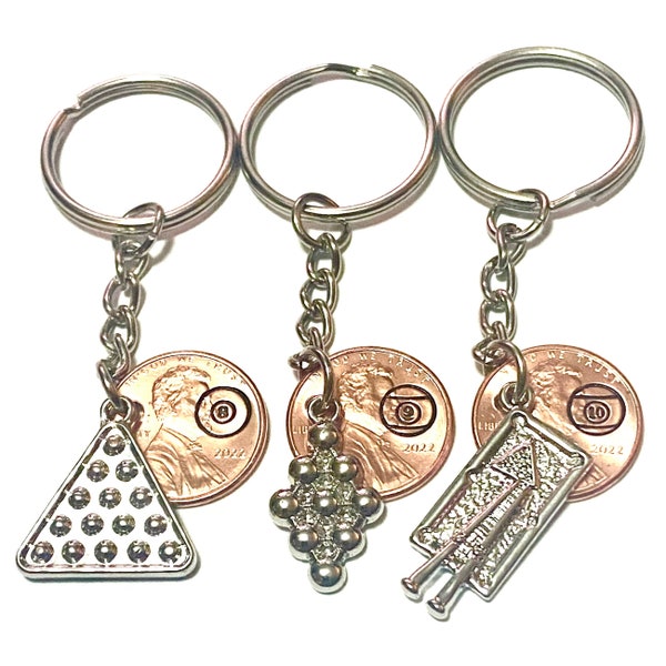 Billiards Keychain - 8 Ball Charm - 9 Ball - 10 Ball - One Pocket Players - Silver Pool Ball Charm for Pool Game - Billiard Accessory