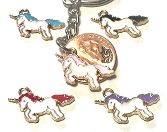 Unicorn Keychain For Girls - Stamped Unicorn Face - Lucky Penny - Unicorn Charm