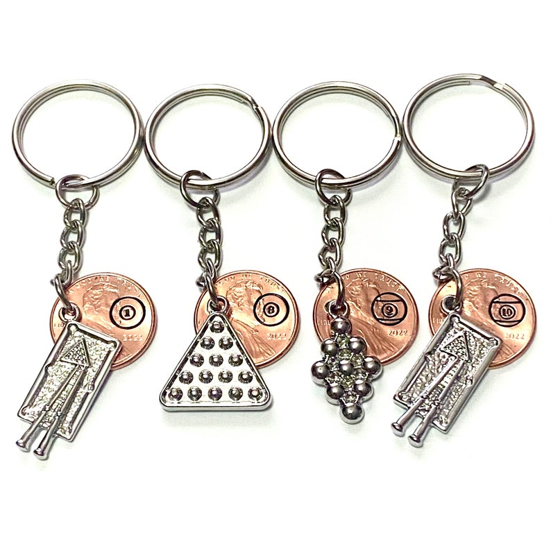 4 Pcs Billiard Ball Keychain 25mm Diameter Ball Keyring