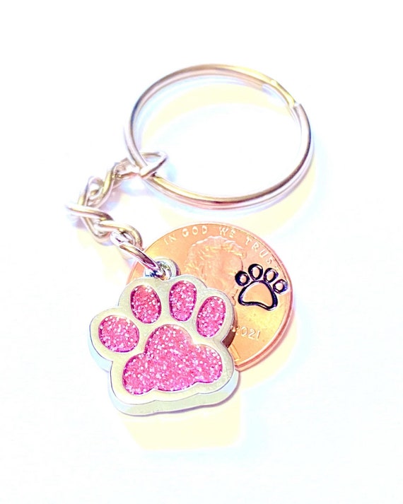 Dog Paw Print Lucky Penny Keychain, Gift for Dog Mom, Pet Lover, Dog Loss Gift, In Memory Of