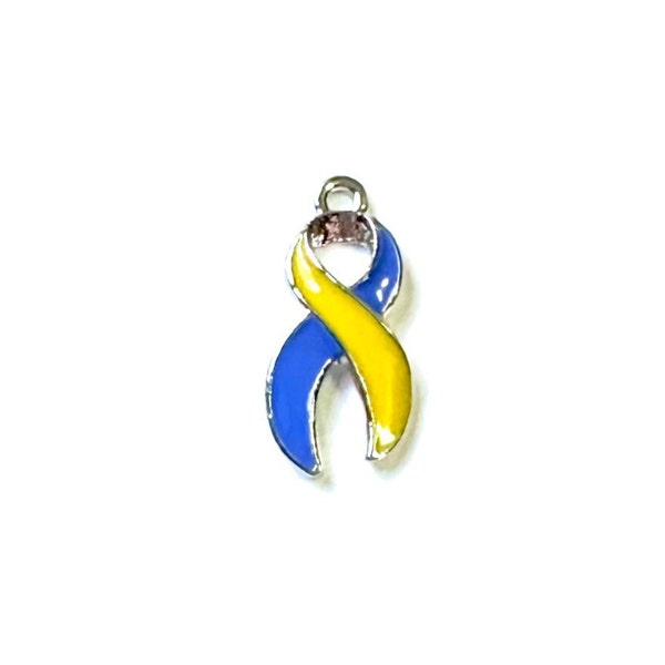 Pendentif de sensibilisation à la trisomie 21, cadeau mondial pour la trisomie 21, ruban jaune et bleu