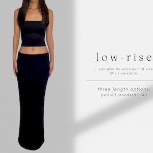 Bodycon Maxi Skirt PDF Sewing Pattern Low-Waist & High-Waist UK2-18 A4, US Letter, A0 Easy, Beginner Friendly Long Stretch Skirt image 2