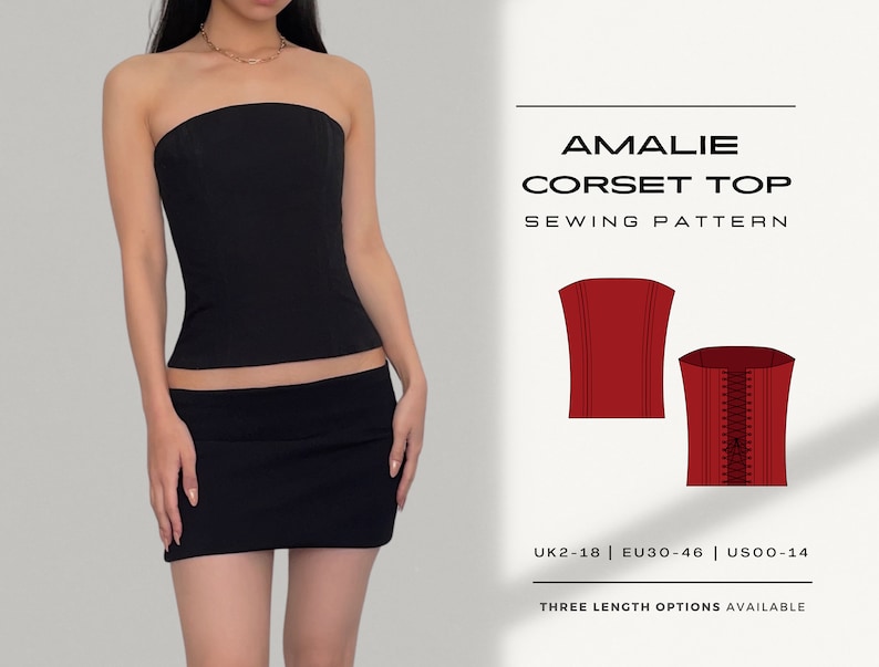 Strapless Corset / Bustier Top PDF Sewing Pattern 3 Length Etsy