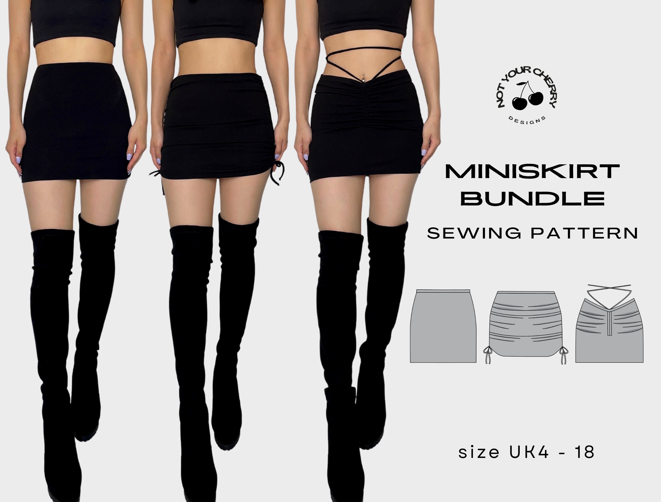 Mini Skirt Bundle PDF Sewing Pattern 3 Length Options Etsy Canada