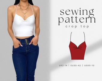 Halter Crop Top PDF Sewing Pattern | Size UK2-14 | A4, US Letter, A0