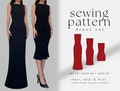 Boat Neck Dress Set: Maxi, Midi, Mini Dress PDF Sewing Pattern | Easy, Beginner Friendly | High-Neck Tank / Vest Dress | Lycra Stretch Knit
