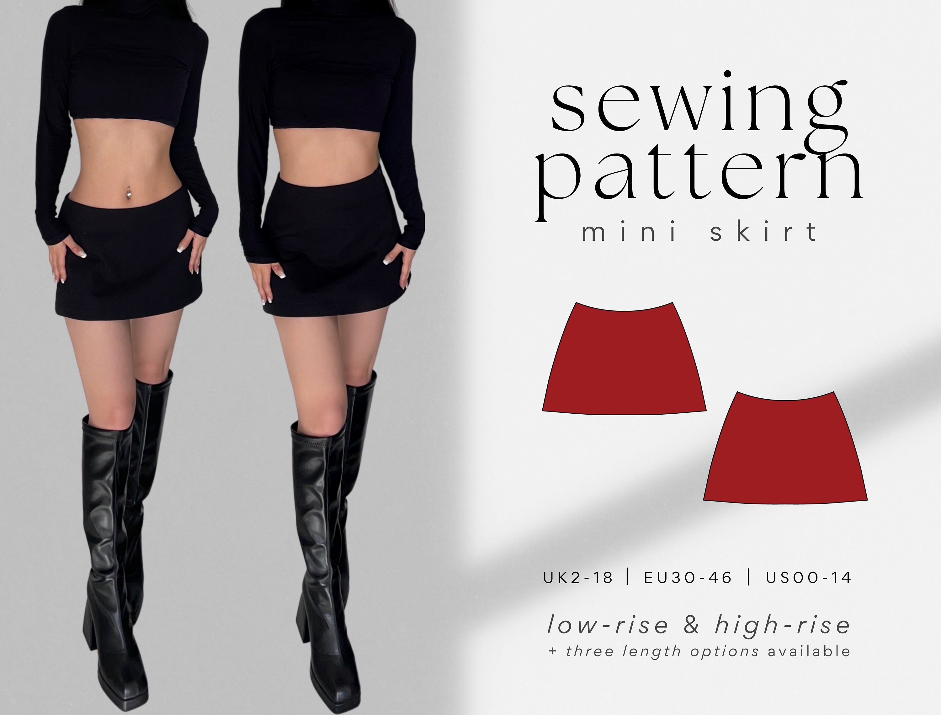 Asymmetric hem A line skirt PDF sewing pattern - Suri Skirt