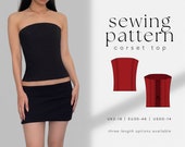 Strapless Corset / Bustier Top PDF Sewing Pattern | 3 Length Options | UK2-18 | A4, US Letter, A0