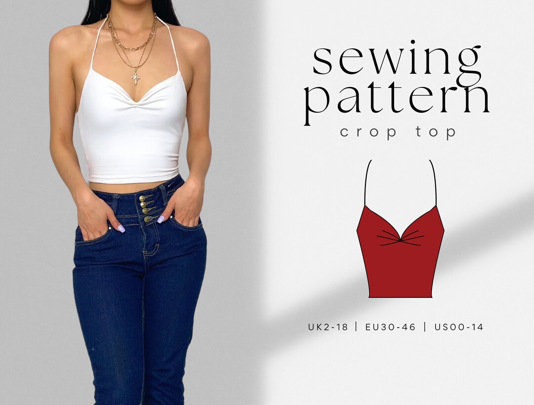 Halter Crop Top PDF Sewing Pattern Size UK2-14 A4 US - Etsy