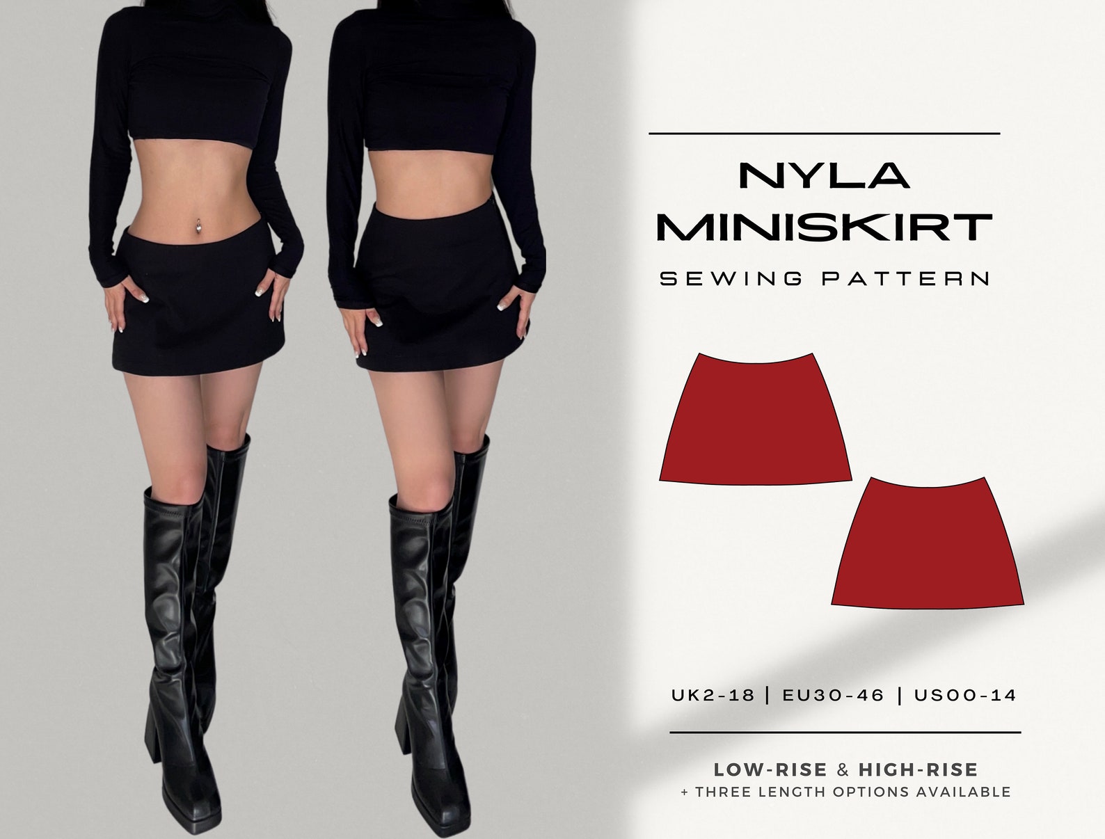 Aline Micro Mini Skirt PDF Sewing Pattern Lowwaist & Etsy UK